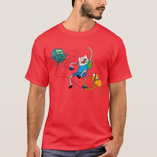 Adventure-tijd | Finn & Jake Play with BMO T-shirt (Voorkant)