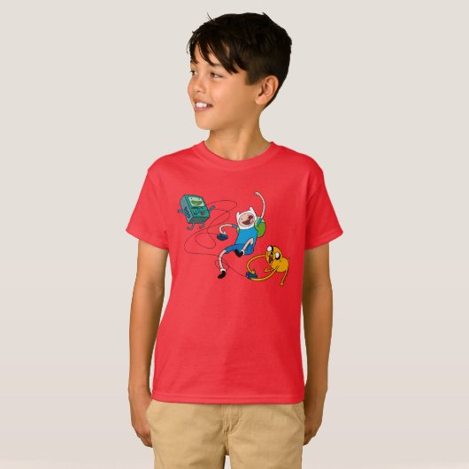 Adventure-tijd | Finn & Jake Play with BMO T-shirt (Voorkant volledig)