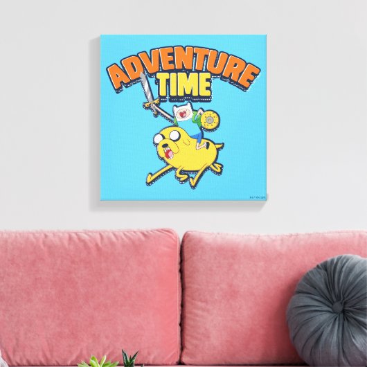 Adventure-tijd | Finn Riding Jake Canvas Afdruk (Insitu (Woonkamer))