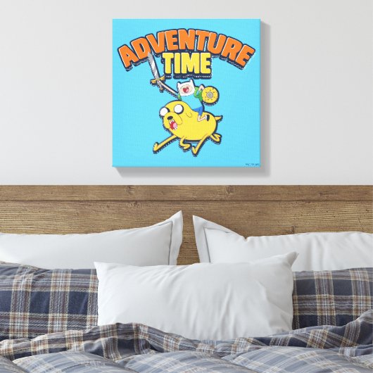 Adventure-tijd | Finn Riding Jake Canvas Afdruk (Insitu (Slaapkamer))