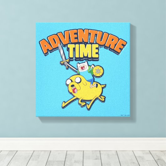 Adventure-tijd | Finn Riding Jake Canvas Afdruk (Insitu (Houten vloer))