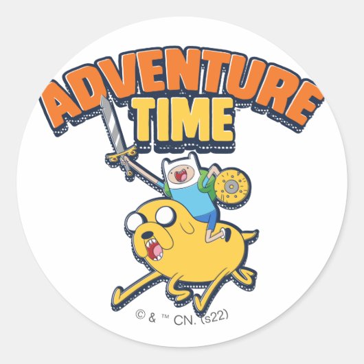 Adventure-tijd | Finn Riding Jake Ronde Sticker (Voorkant)
