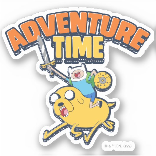 Adventure-tijd | Finn Riding Jake Sticker (Voorkant)