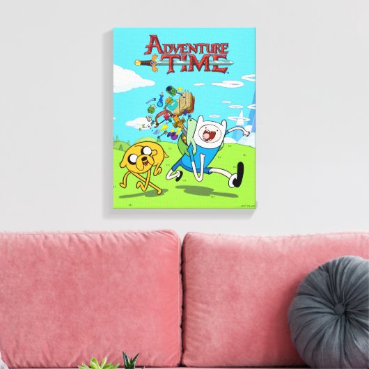 Adventure-tijd | Finn's rugzak, avontuurlijk tandw Canvas Afdruk (Insitu (Woonkamer))