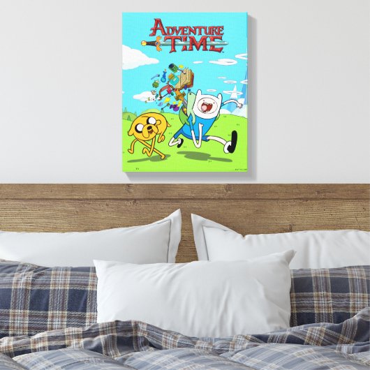 Adventure-tijd | Finn's rugzak, avontuurlijk tandw Canvas Afdruk (Insitu (Slaapkamer))