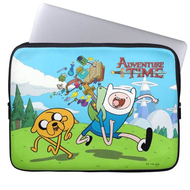Adventure-tijd | Finn's rugzak, avontuurlijk tandw Laptop Sleeve (Voorkant)