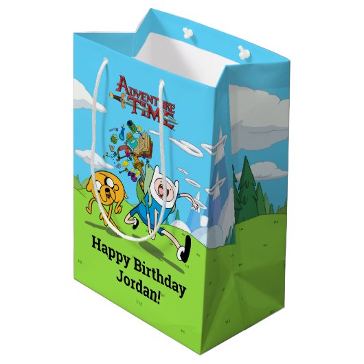 Adventure-tijd | Finn's rugzak, avontuurlijk tandw Medium Cadeauzakje (Achterkant Gekanteld)