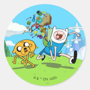 Adventure-tijd   Finn's rugzak, avontuurlijk tandw Ronde Sticker