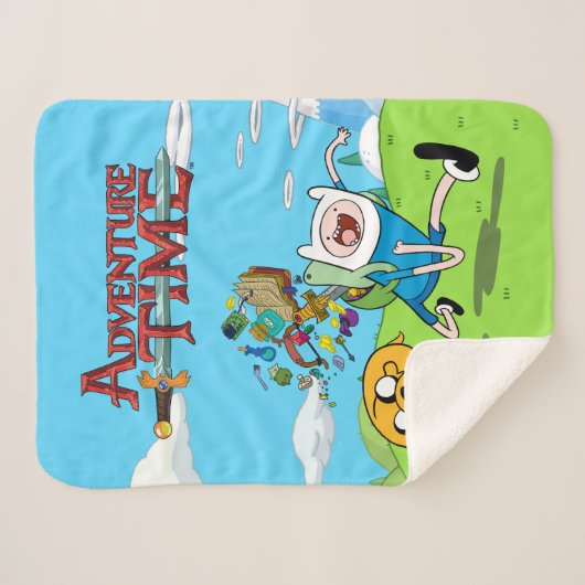 Adventure-tijd | Finn's rugzak, avontuurlijk tandw Sherpa Deken (Voorkant (horizontaal))