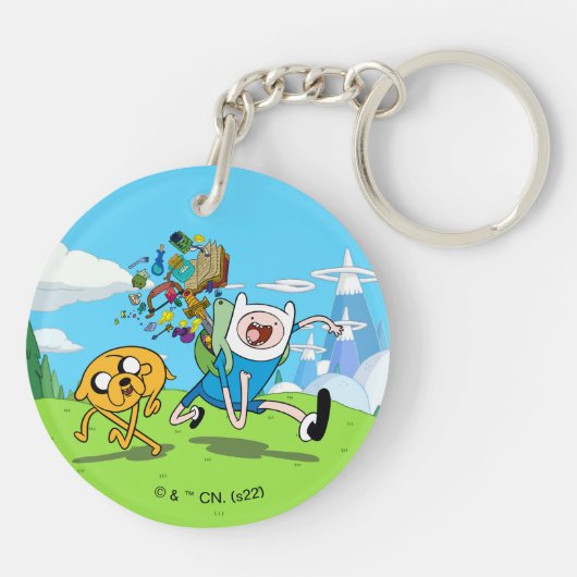 Adventure-tijd | Finn's rugzak, avontuurlijk tandw Sleutelhanger (Achterkant)