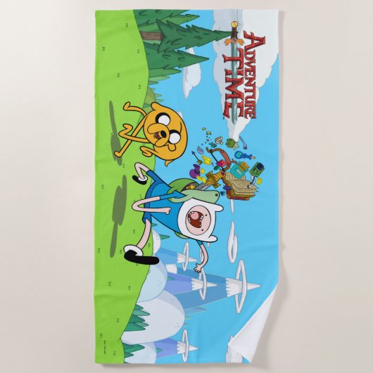 Adventure-tijd | Finn's rugzak, avontuurlijk tandw Strandlaken (Voorkant)