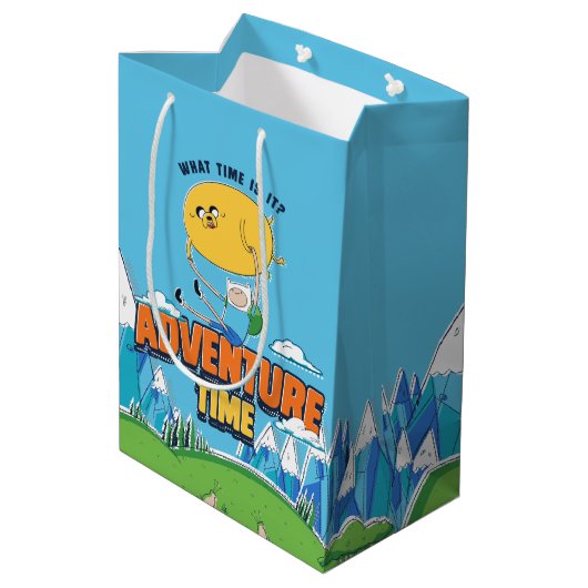 Adventure-tijd | Jake met Finn drijft Medium Cadeauzakje (Achterkant Gekanteld)