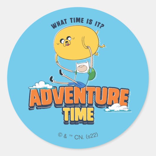 Adventure-tijd | Jake met Finn drijft Ronde Sticker (Voorkant)
