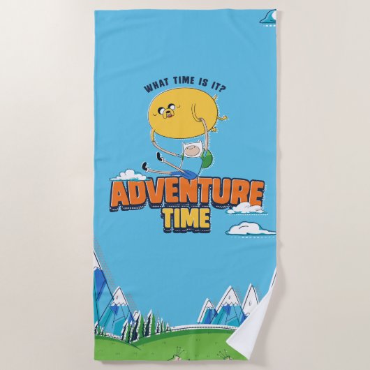 Adventure-tijd | Jake met Finn drijft Strandlaken (Voorkant)
