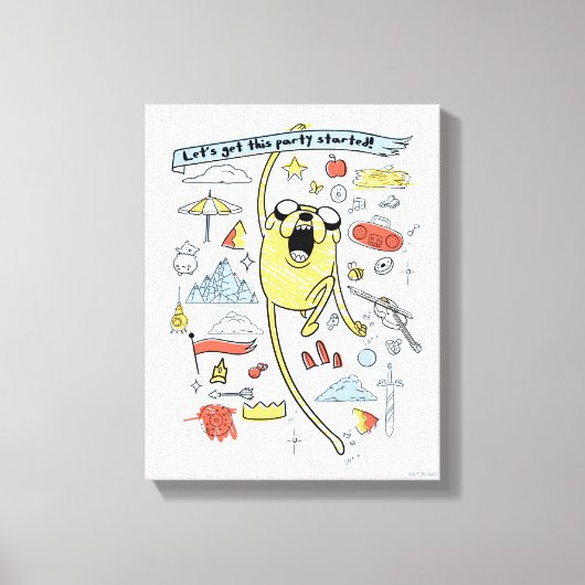 Adventure-tijd | "Party" Jake Sketch Canvas Afdruk (Voorkant)