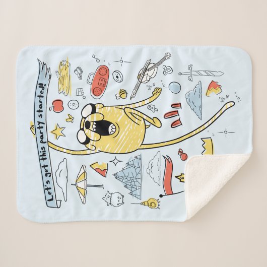Adventure-tijd | "Party" Jake Sketch Sherpa Deken (Voorkant (horizontaal))