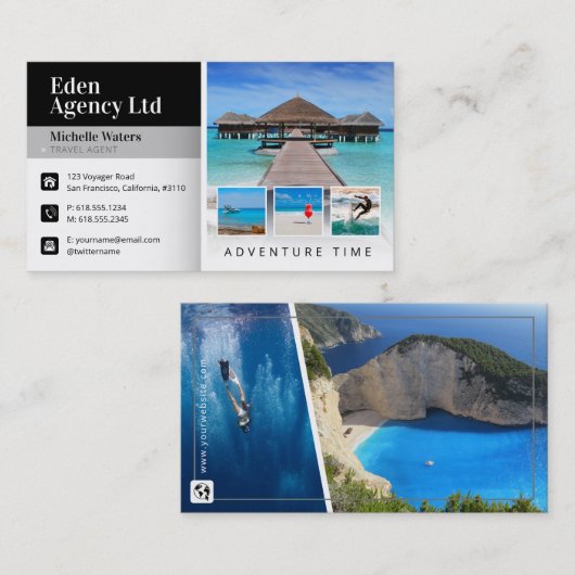 Adventure-tijd | Toerisme | Reisagent Visitekaartje (Voorkant / Achterkant)