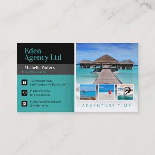 Adventure-tijd | Toerisme | Reisagent Visitekaartje (Voorkant)