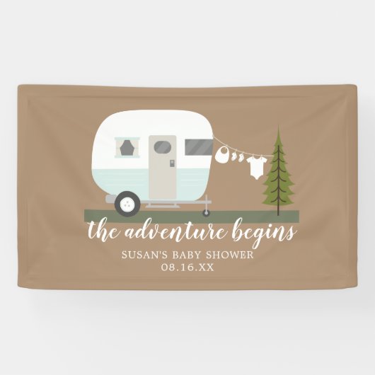 Adventure Trailer Camper Boy Baby shower Spandoek (Horizontaal)