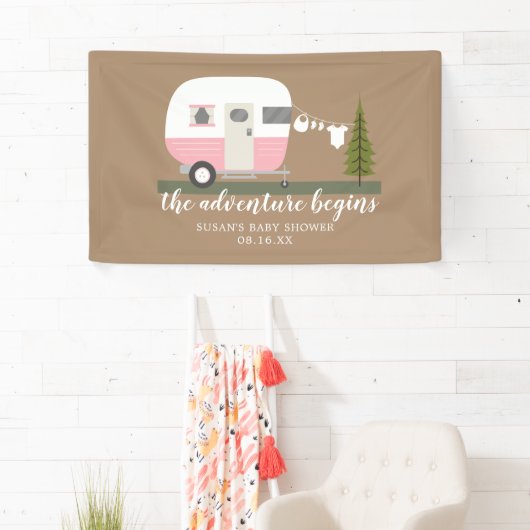 Adventure Trailer Camper Girl Baby shower Spandoek (Insitu)