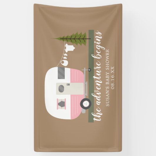 Adventure Trailer Camper Girl Baby shower Spandoek (Verticaal)