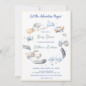 Adventure Transportation Boy Baby shower Kaart (Voorkant)