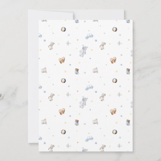 Adventure Transportation Boy Baby shower Kaart (Achterkant)