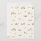 Adventure Transportation Boy Baby shower Kaart (Achterkant)