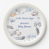 Adventure Transportation Boy Baby shower Papieren Bordje (Voorkant)