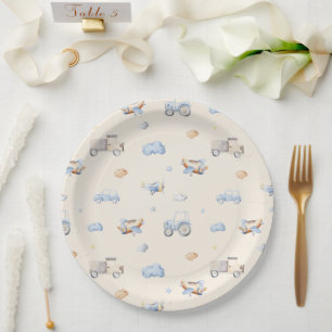 Adventure Transportation Boy Baby shower Papieren Bordje