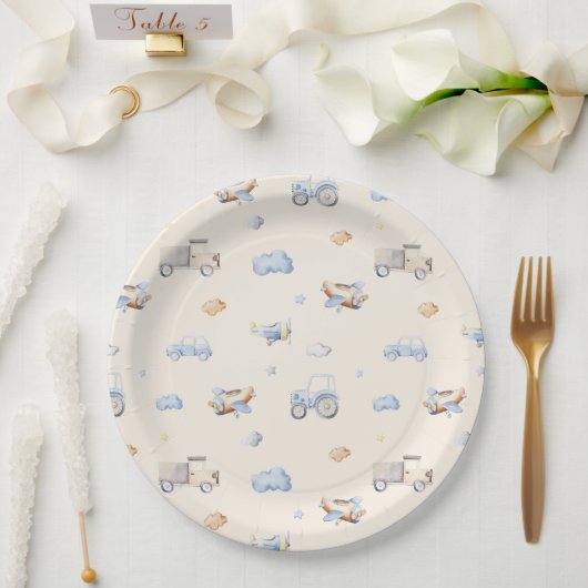 Adventure Transportation Boy Baby shower Papieren Bordje (Huwelijk)