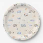 Adventure Transportation Boy Baby shower Papieren Bordje (Voorkant)