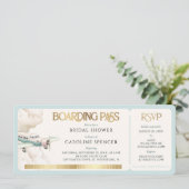 Adventure Travel Boarding Pass Bridal Shower Kaart (Staand voorkant)