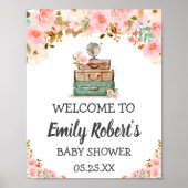 Adventure Travel Floral Greenery Girl Baby shower Poster (Voorkant)