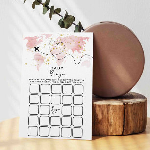 Adventure Travel Map Baby shower Bingo Game Kaarte