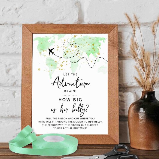 Adventure Travel Map Baby shower Game Poster