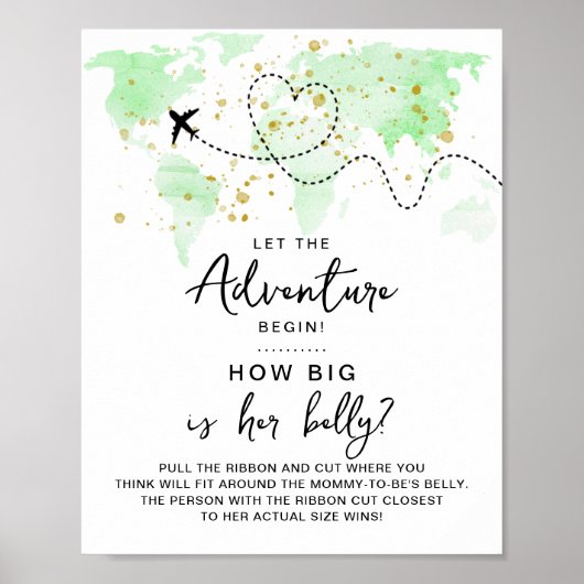 Adventure Travel Map Baby shower Game Poster (Voorkant)