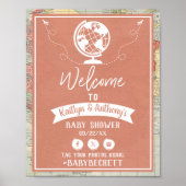 Adventure Travel Map Baby shower Welkom Poster (Voorkant)