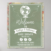 Adventure Travel Map Baby shower Welkom Poster (Voorkant)