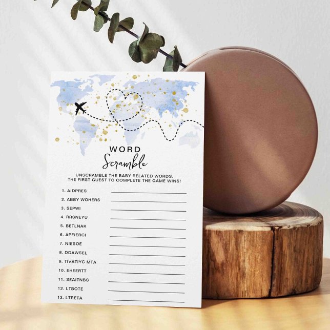 Adventure Travel Map Baby shower Word Game Kaarten (Creator heeft geüpload)