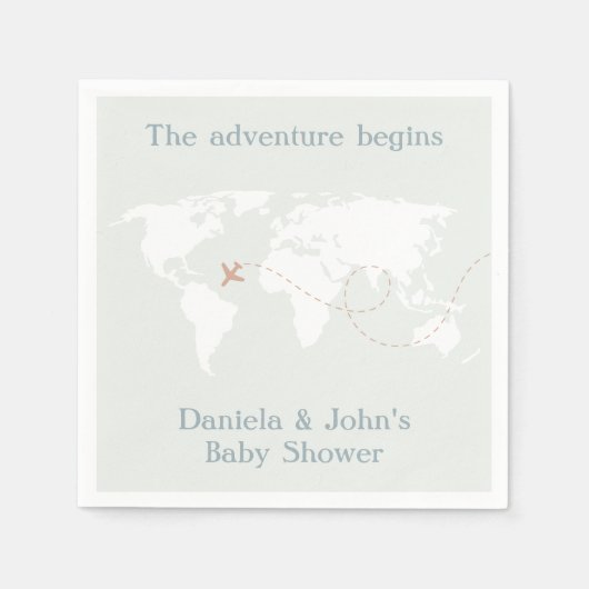 Adventure Travel Wereldkaart Baby shower Servet (Voorkant)