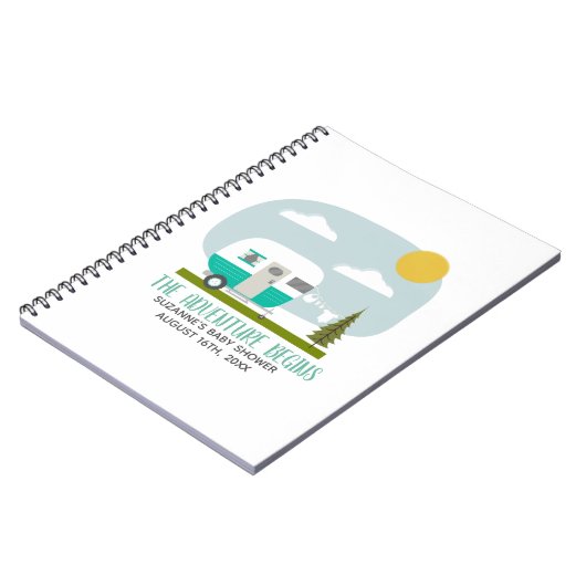 Adventure Turquoise Camper Baby shower Guestbook Notitieboek (Linkerzijde)