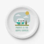 Adventure Turquoise Camper Birthday Paper Borden Papieren Bordje (Voorkant)