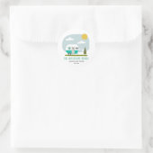 Adventure Turquoise Camper Clothesline Baby shower Ronde Sticker (Tas)