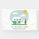 Adventure Turquoise Retro Camper Boy Baby shower Spandoek (Horizontaal)