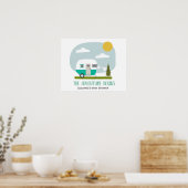 Adventure Turquoise Retro Camper Girl Baby shower Poster (Keuken)
