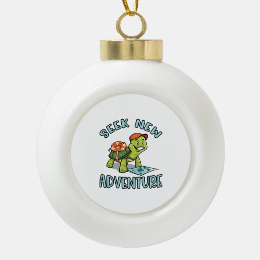 Adventure Turtle Keramische Bal Ornament (Voorkant)