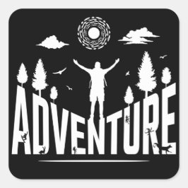 Adventure Typografie White Art Vierkante Sticker
