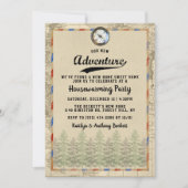 "Adventure" Vintage Travel Map Housewarming Party Kaart (Voorkant)
