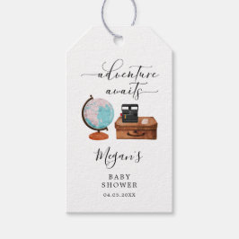 Adventure wacht Baby shower reisthema Cadeaulabel